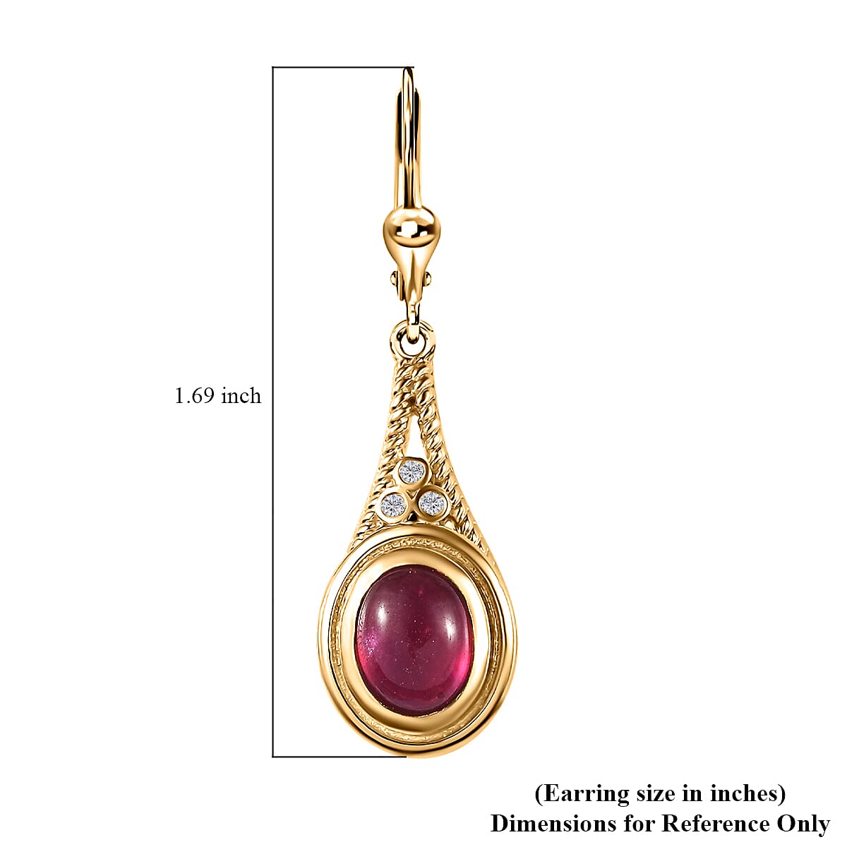 Premium African Ruby (FF) and Moissanite Lever Back Earrings in Vermeil Yellow Gold Over Sterling Silver 6.80 ctw image number 5