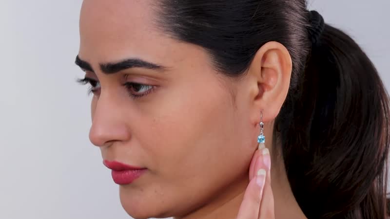 Asscher Cut Cambodian Blue Zircon Lever Back Earrings in Platinum Over Sterling Silver 2.00 ctw