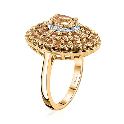 Premium Golden Imperial Topaz and Moissanite Ring in Vermeil Yellow Gold Over Sterling Silver (Size 10.0) 2.60 ctw
