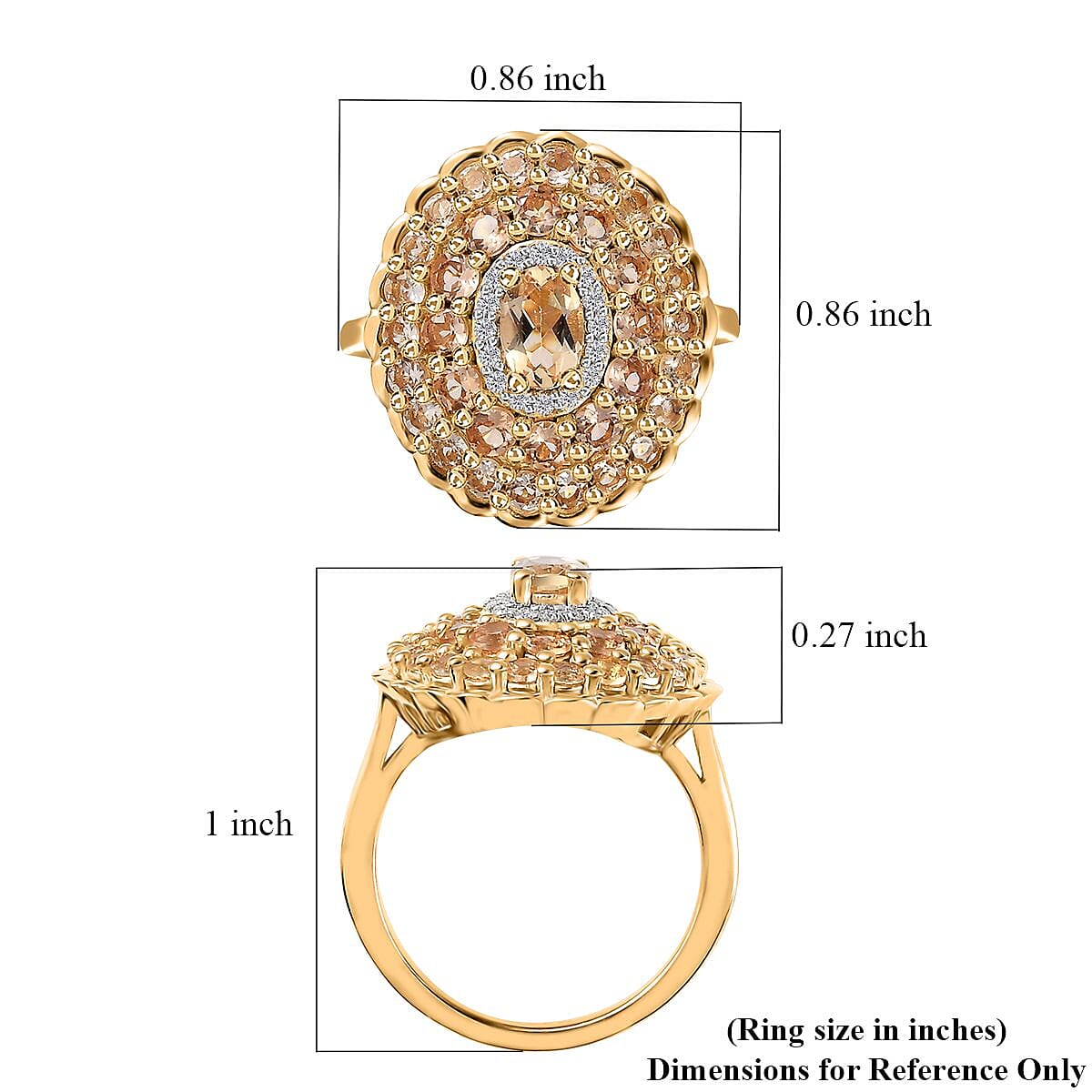 Premium Golden Imperial Topaz and Moissanite Ring in Vermeil Yellow Gold Over Sterling Silver (Size 10.0) 2.60 ctw