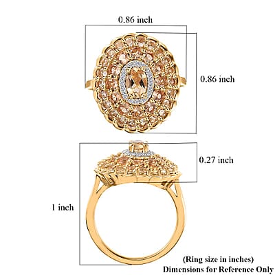 Premium Golden Imperial Topaz and Moissanite Ring in Vermeil Yellow Gold Over Sterling Silver (Size 10.0) 2.60 ctw