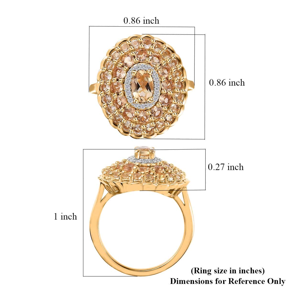 Premium Golden Imperial Topaz and Moissanite Ring in Vermeil Yellow Gold Over Sterling Silver (Size 7.0) 2.60 ctw image number 5