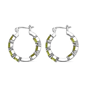 Peridot Half Hoop 6.02 ctw Earrings in Stainless Steel