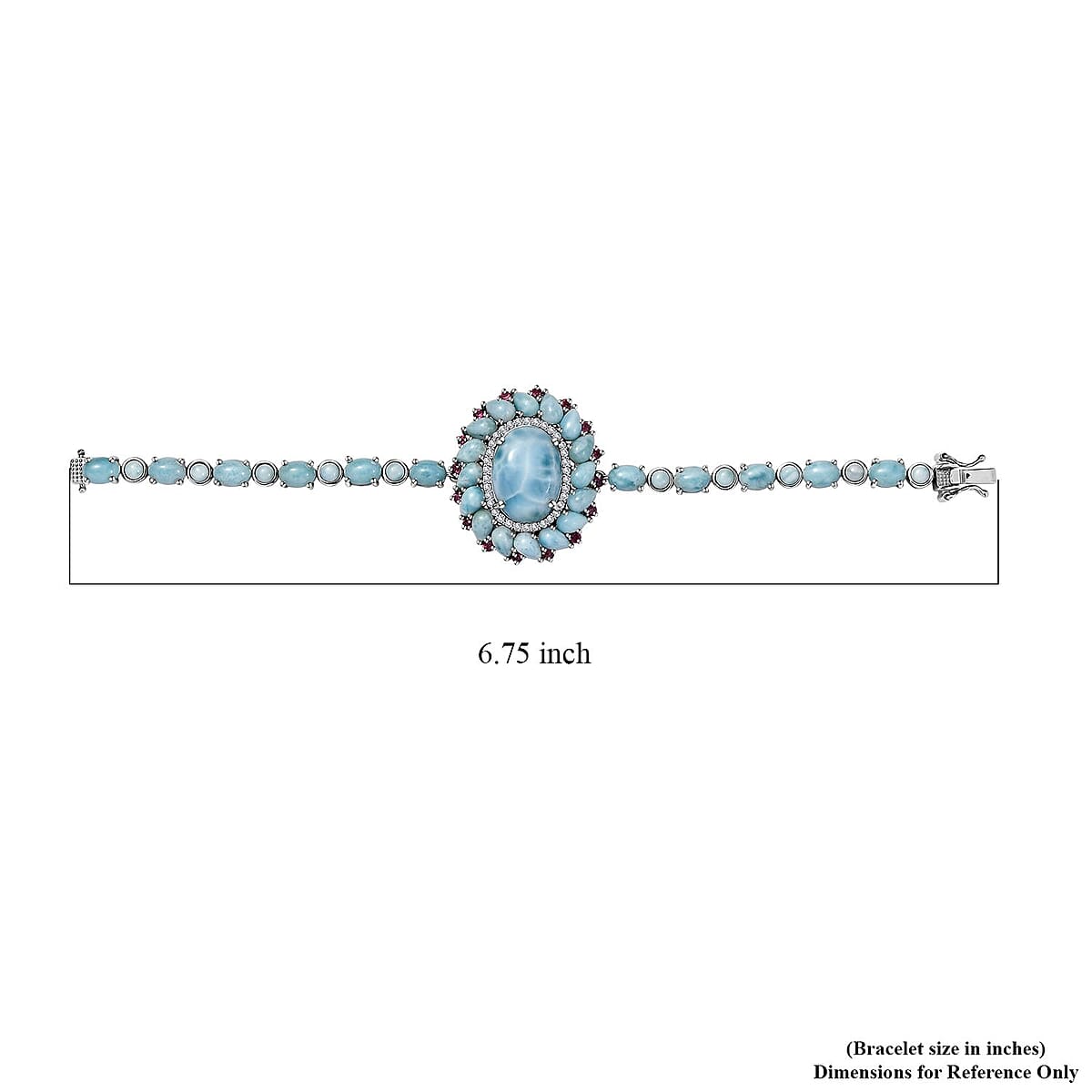 Larimar and Multi Gemstone Flower Bracelet in Platinum Over Sterling Silver (6.50 In) 34.60 ctw image number 4