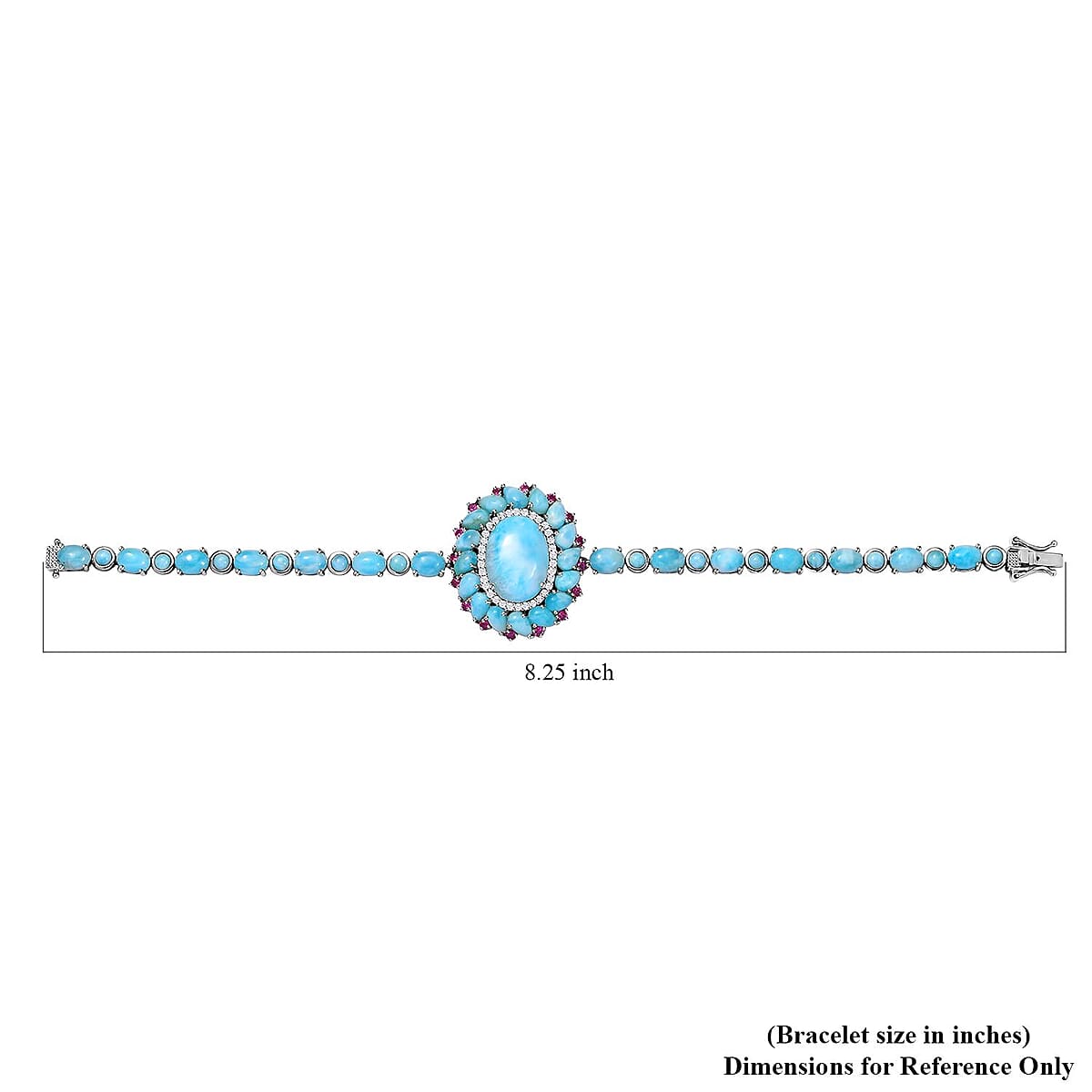 D'Joy Larimar and Multi Gemstone Flower Bracelet in Platinum Over Sterling Silver (8.00 In) 38.00 ctw image number 4