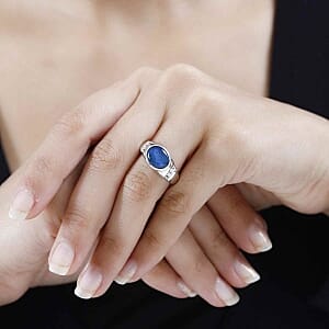 Boulder Opal Triplet and White Zircon 1.89 ctw Ring in Rhodium Over Sterling Silver (Size 11.5)