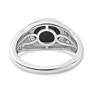 Boulder Opal Triplet and White Zircon 1.89 ctw Ring in Rhodium Over Sterling Silver (Size 11.5)