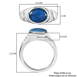 Boulder Opal Triplet and White Zircon 1.89 ctw Ring in Rhodium Over Sterling Silver (Size 11.5)