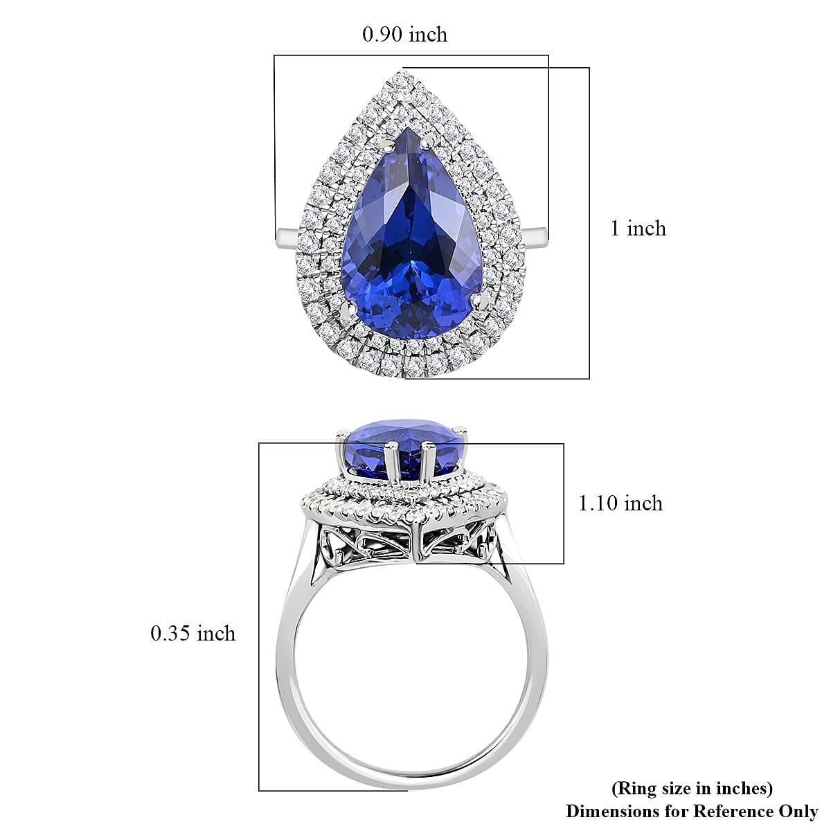 Certified & Appraised Rhapsody 950 Platinum AAAA Tanzanite and E-F VS Diamond Double Halo Ring (Size 7.5) 9.10 Grams 7.85 ctw image number 5