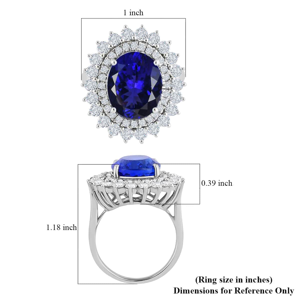 Certified & Appraised Rhapsody 950 Platinum AAAA Tanzanite and E-F VS Diamond Sunburst Ring (Size 8.5) 6.90 Grams 5.75 ctw image number 5