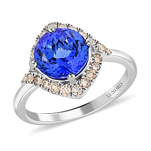 Certified & Appraised Luxoro AAA Tanzanite and G-H I2 Diamond 3.25 ctw Ring in 14K White Gold (Size 6.5)