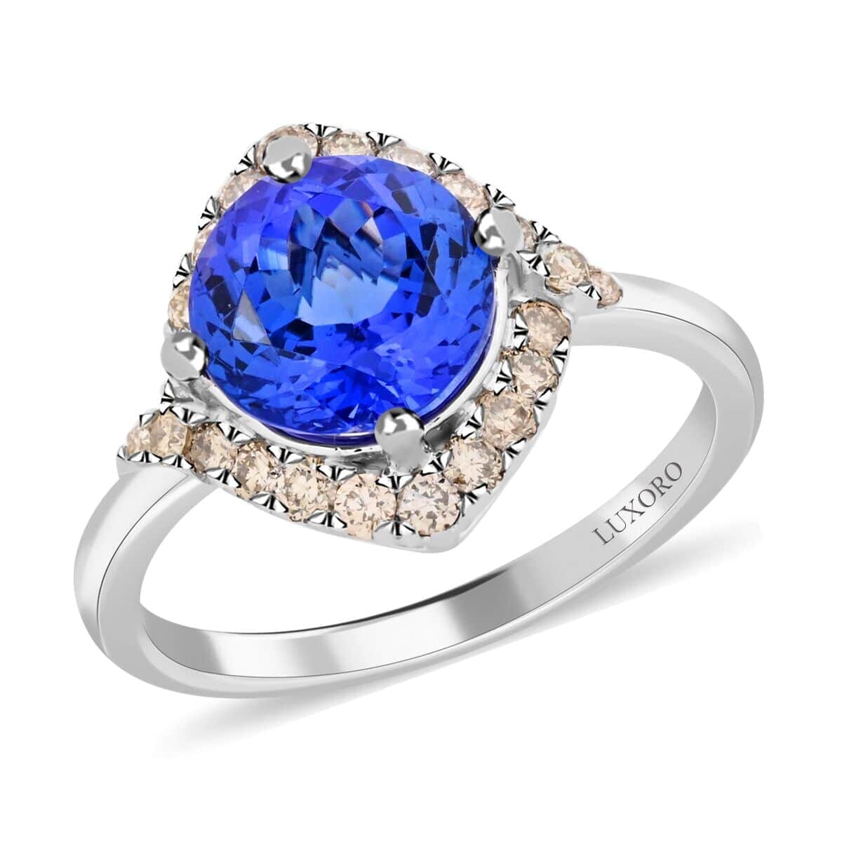 Certified & Appraised Luxoro AAA Tanzanite and G-H I2 Diamond 3.25 ctw Ring in 14K White Gold (Size 9.5) image number 0