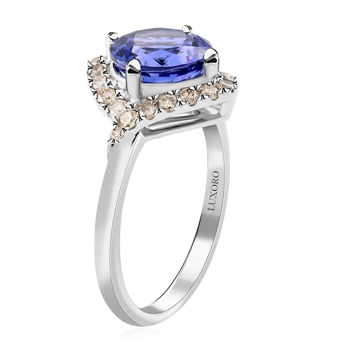Certified & Appraised Luxoro AAA Tanzanite and G-H I2 Diamond 3.25 ctw Ring in 14K White Gold (Size 9.5) image number 3