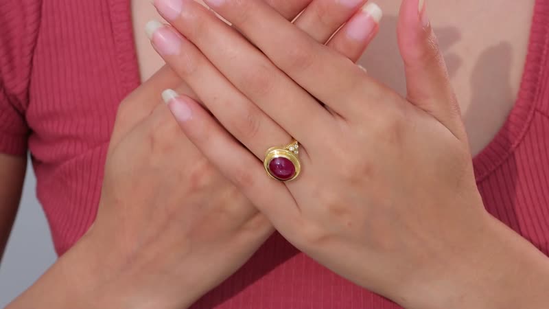Premium African Ruby (FF) and Moissanite Ring in Vermeil Yellow Gold Over Sterling Silver 8.75 ctw