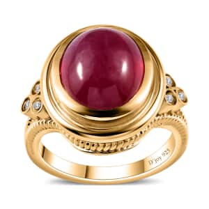 Premium African Ruby (FF) and Moissanite Ring in Vermeil Yellow Gold Over Sterling Silver (Size 7.0) 8.75 ctw