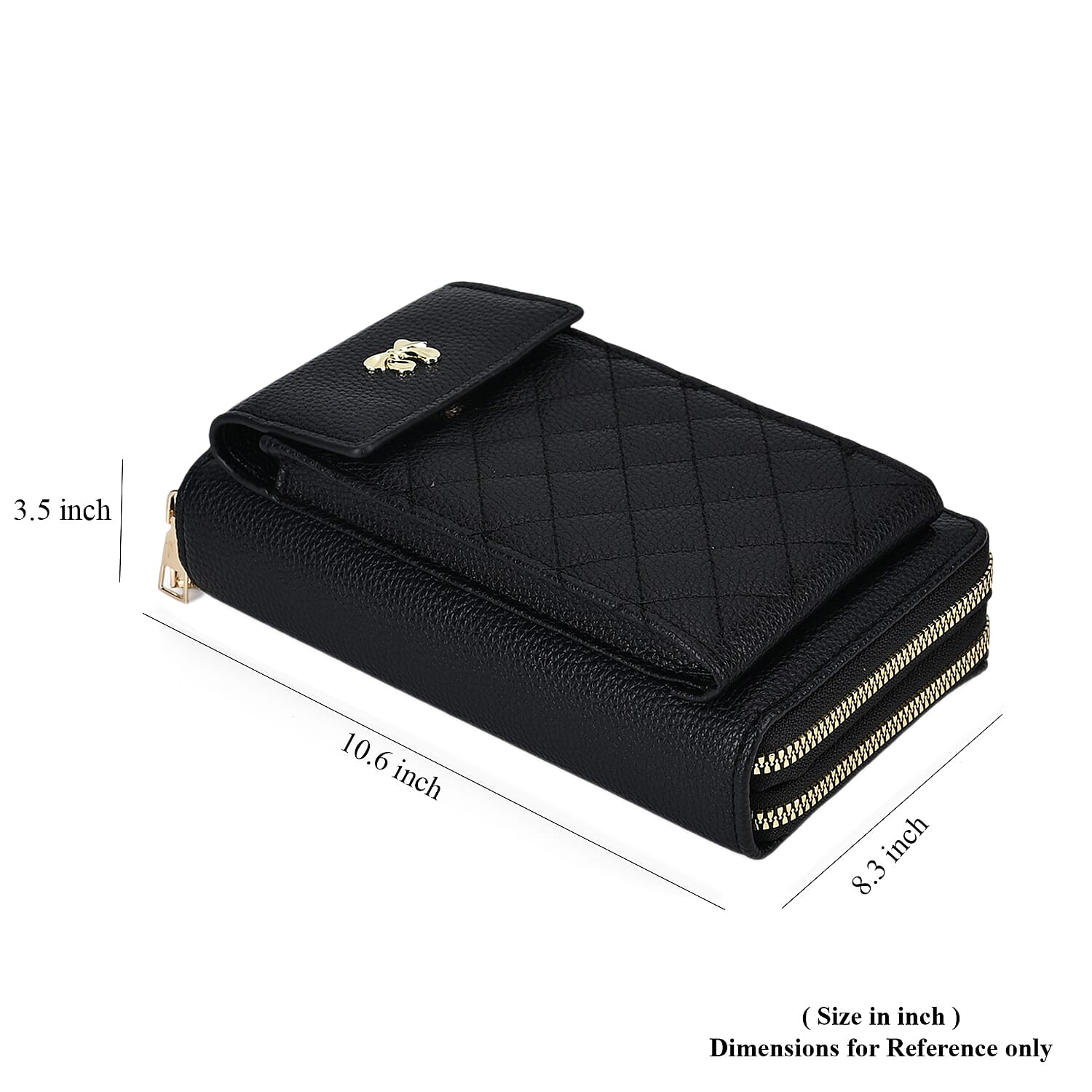 Black Faux Leather Multi-Purpose Crossbody Cellphone Bag with Detachable Shoulder Strap