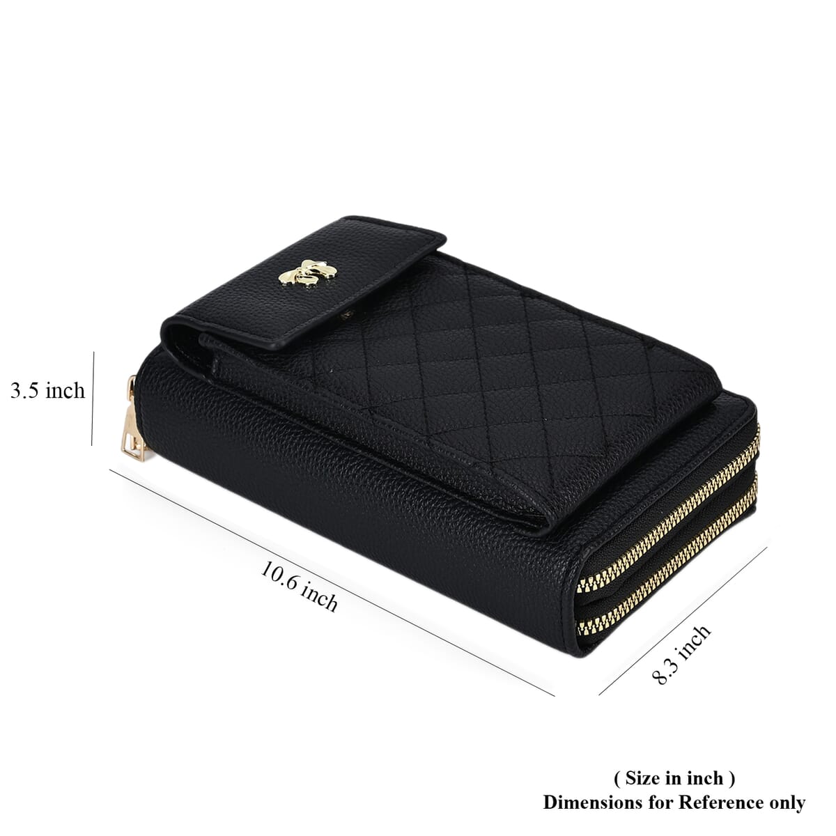 Black Faux Leather Multi-Purpose Crossbody Cellphone Bag with Detachable Shoulder Strap image number 6