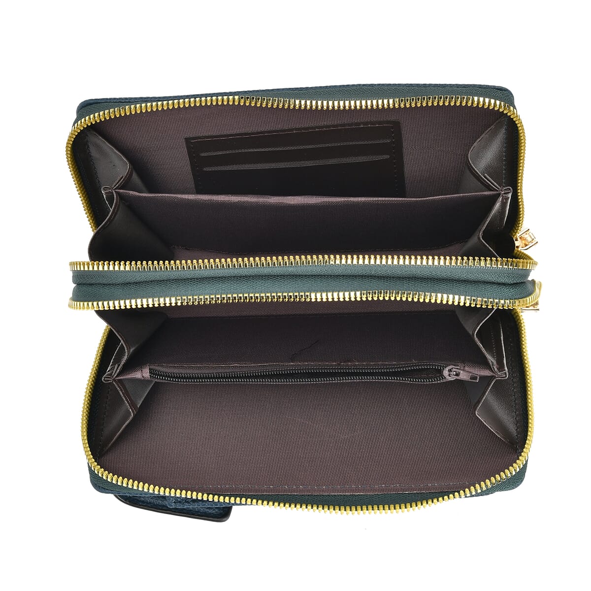 Navy Faux Leather Multi-Purpose Crossbody Cellphone Bag with Detachable Shoulder Strap image number 4