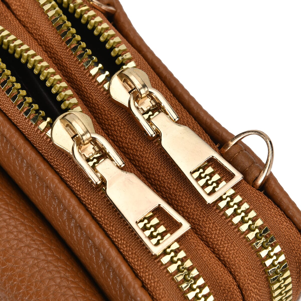 Brown Faux Leather Multi-Purpose Crossbody Cellphone Bag with Detachable Shoulder Strap image number 5