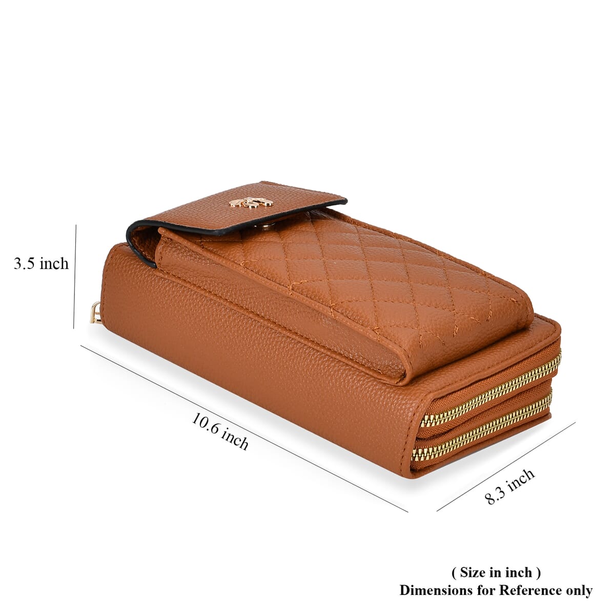 Brown Faux Leather Multi-Purpose Crossbody Cellphone Bag with Detachable Shoulder Strap image number 6