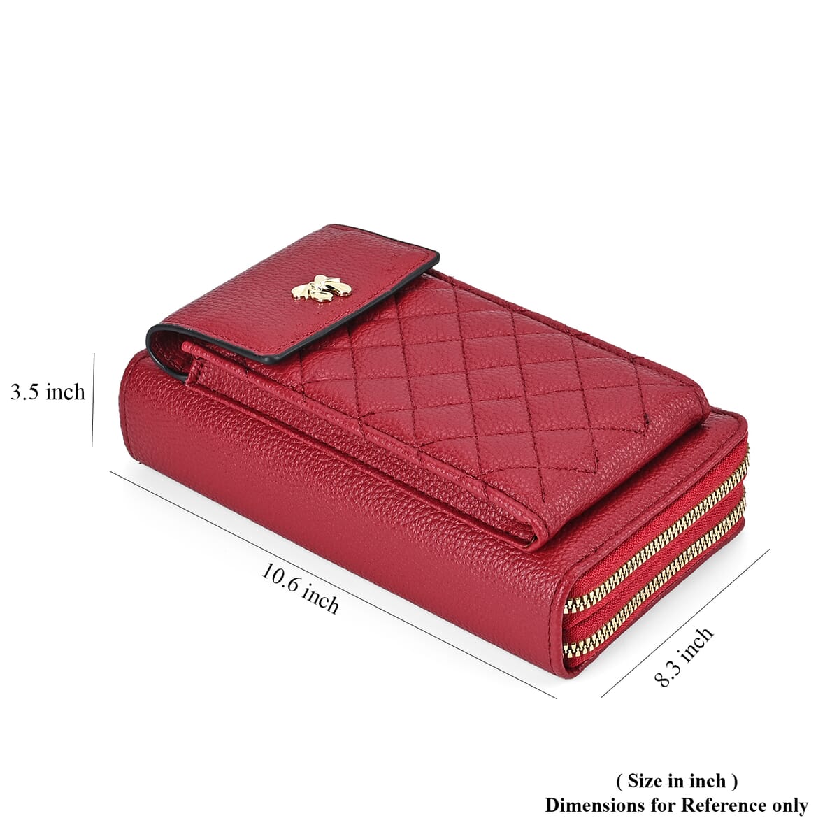 Burgundy Faux Leather Multi-Purpose Crossbody Cellphone Bag with Detachable Shoulder Strap image number 6
