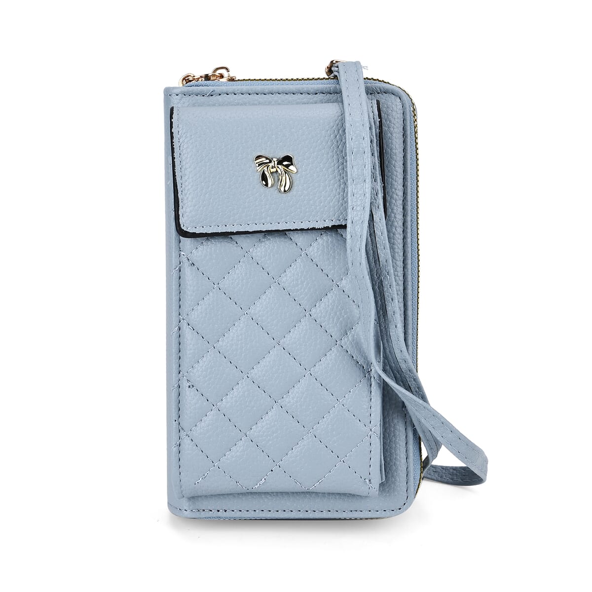 Blue Faux Leather Multi-Purpose Crossbody Cellphone Bag with Detachable Shoulder Strap image number 0