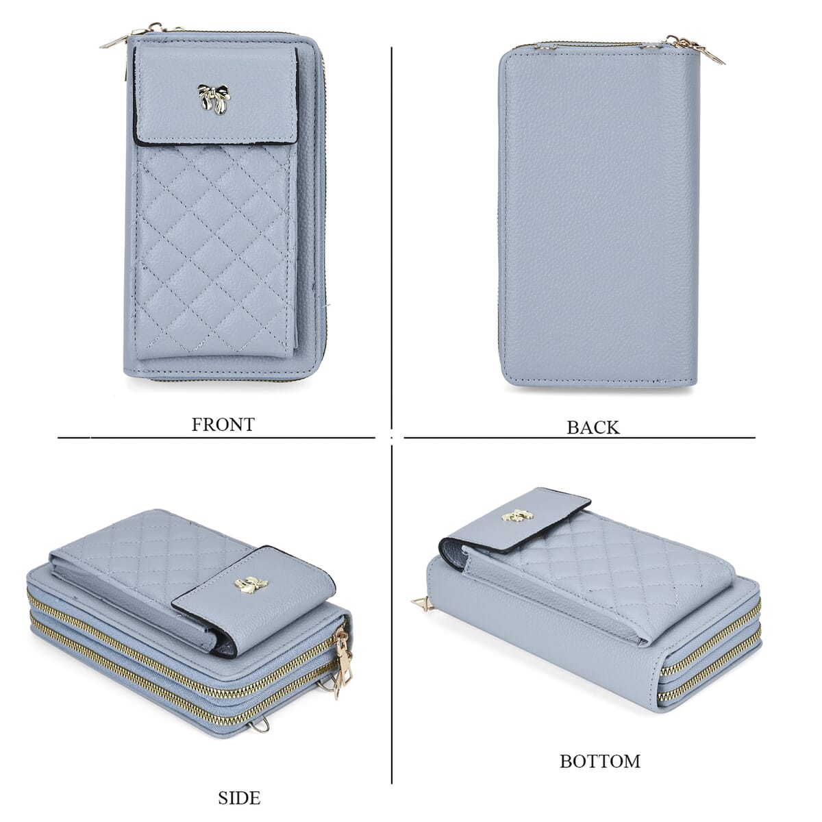 Blue Faux Leather Multi-Purpose Crossbody Cellphone Bag with Detachable Shoulder Strap image number 3