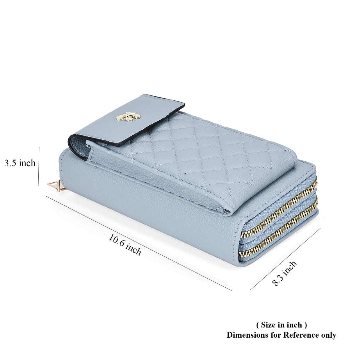 Blue Faux Leather Multi-Purpose Crossbody Cellphone Bag with Detachable Shoulder Strap image number 6