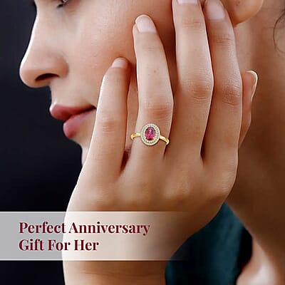 Certified and Appraised Iliana AAA Ouro Fino Rubellite, Diamond Ring in 18K Yellow Gold 1.70 ctw (Size 5.0)