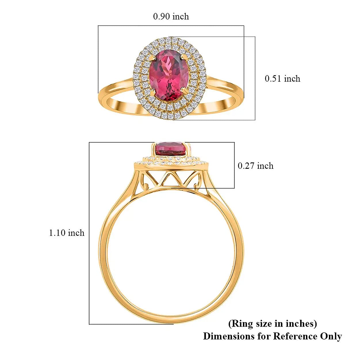Certified & Appraised Iliana AAA Ouro Fino Rubellite and G-H SI Diamond 1.70 ctw Ring in 18K Yellow Gold (Size 9.5) image number 5