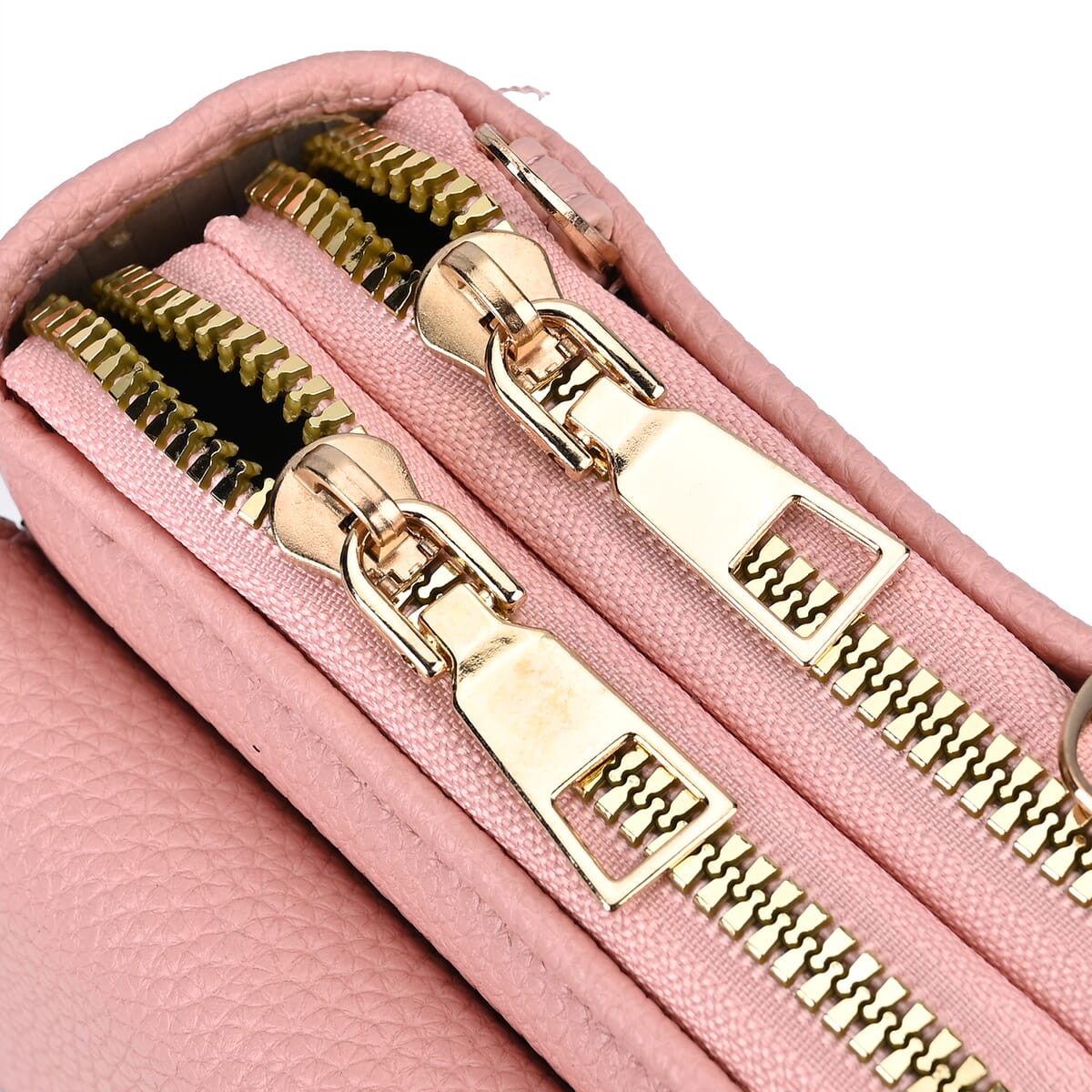 Pink Faux Leather Multi-Purpose Crossbody Cellphone Bag with Detachable Shoulder Strap image number 5