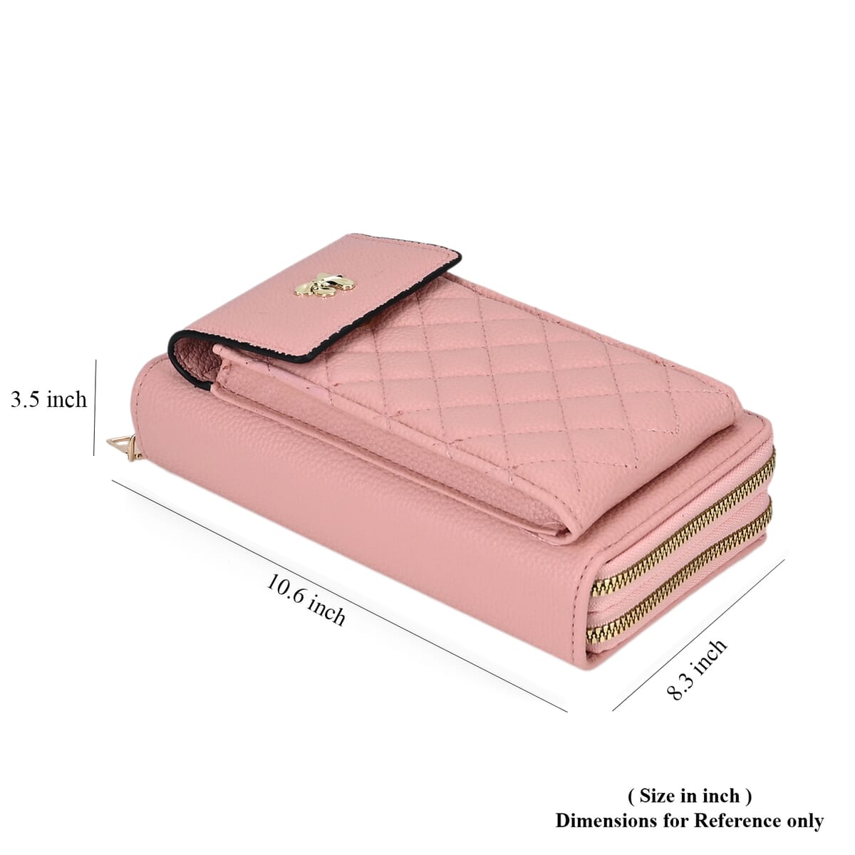 Pink Faux Leather Multi-Purpose Crossbody Cellphone Bag with Detachable Shoulder Strap image number 6