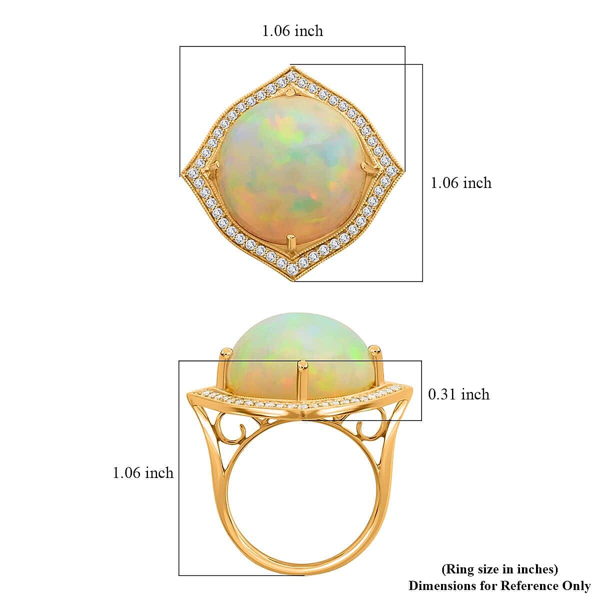 Certified & Appraised Iliana AAA Ethiopian Welo Opal and G-H SI White Diamond 12.30 ctw Ring in 18K Yellow Gold (Size 7.5) 6 Grams image number 4