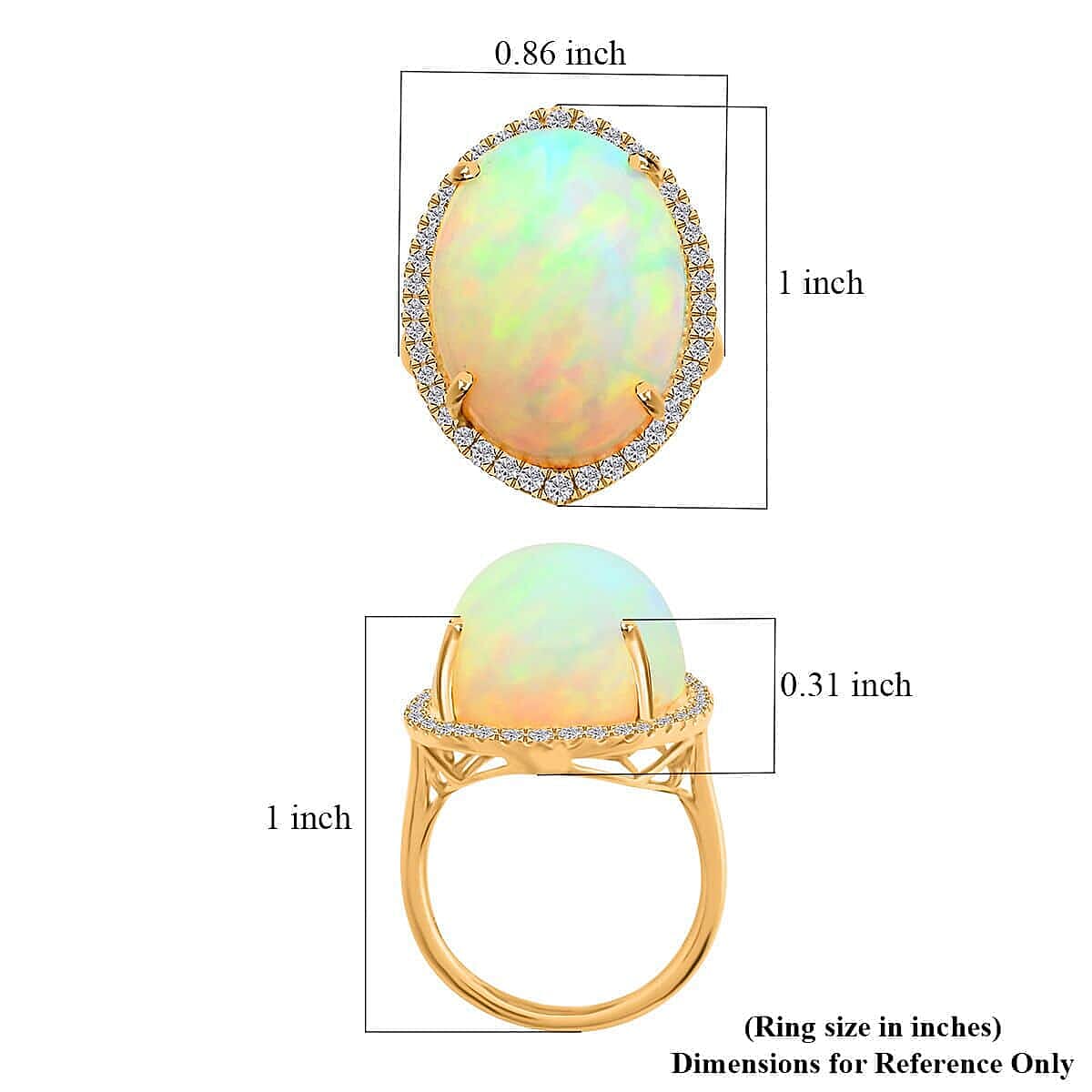 Certified & Appraised Iliana AAA Ethiopian Welo Opal and G-H SI White Diamond 14.10 ctw Ring in 18K Yellow Gold (Size 8.5) 5.30 Grams image number 4