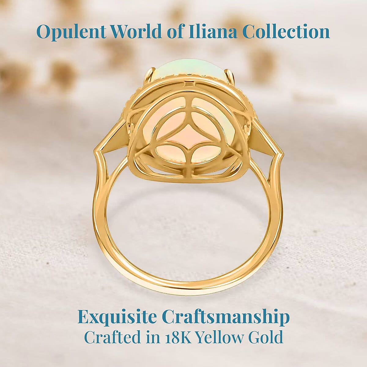 Certified & Appraised Iliana 18K Yellow Gold AAA Ethiopian Welo Opal and G-H SI Diamond Ring (Size 10.5) 5 Grams 10.30 ctw image number 3
