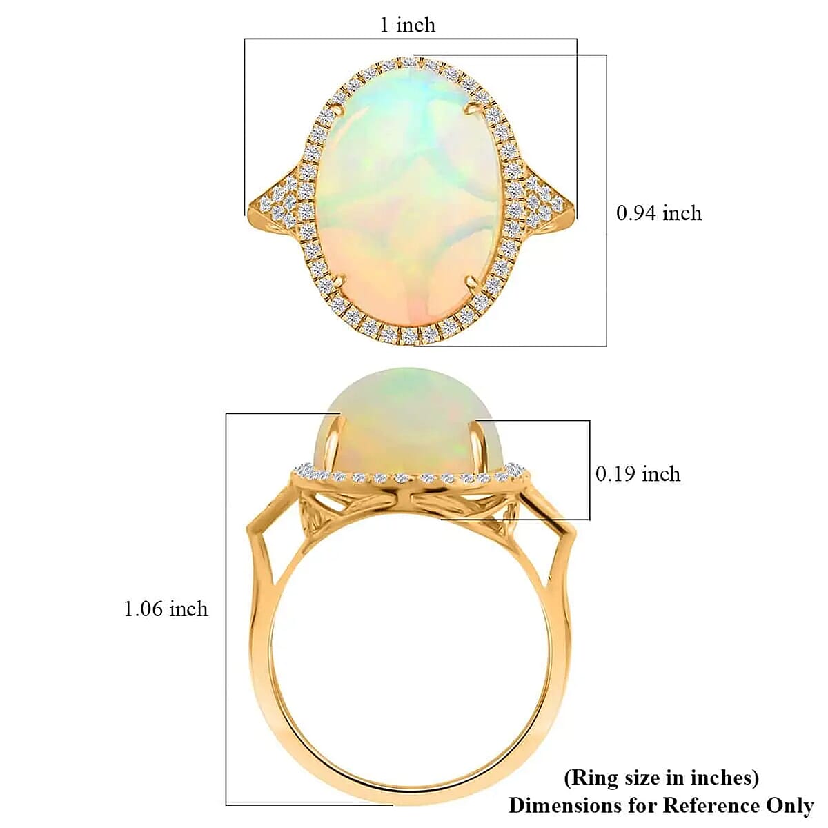 Certified & Appraised Iliana 18K Yellow Gold AAA Ethiopian Welo Opal and G-H SI Diamond Ring (Size 10.5) 5 Grams 10.30 ctw image number 5