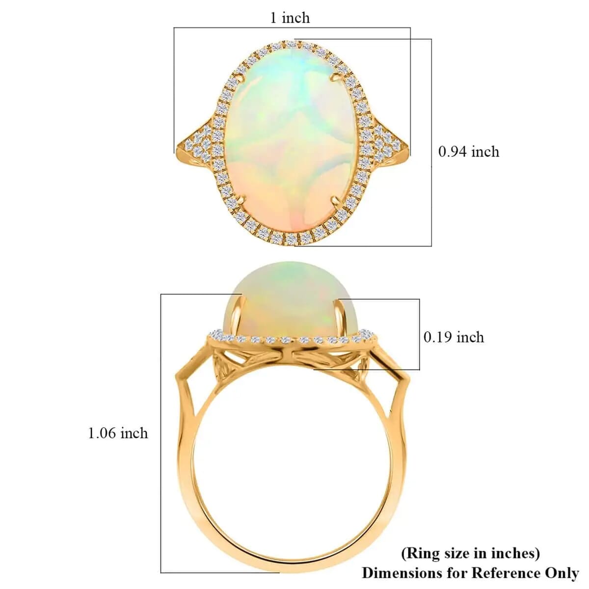 Certified & Appraised Iliana AAA Ethiopian Welo Opal and G-H SI Diamond 10.30 ctw Ring in 18K Yellow Gold (Size 8.5) 5 Grams image number 5