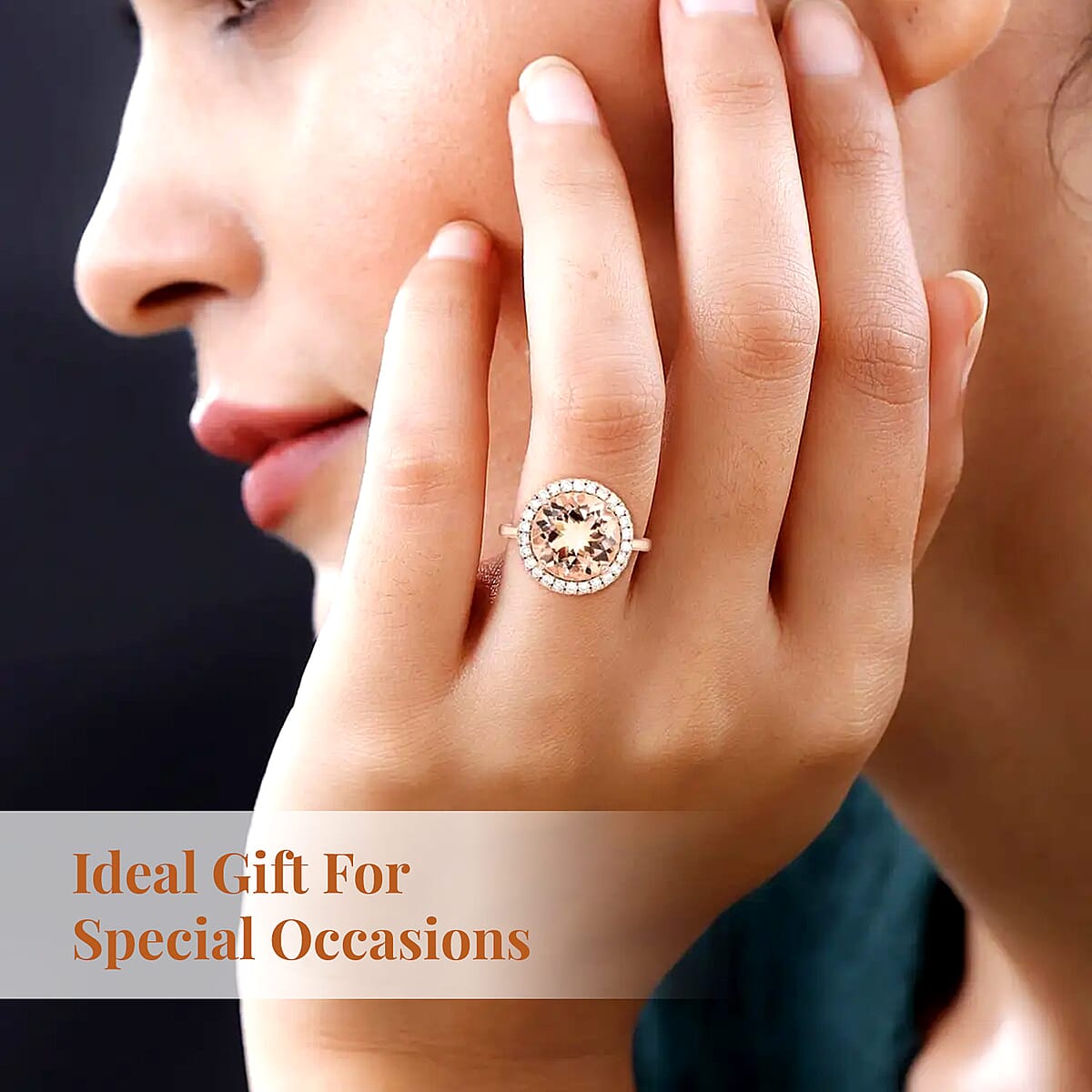 Certified & Appraised Luxoro AAA Marropino Morganite and I2 Diamond 4.65 ctw Halo Ring in 14K Rose Gold (Size 8.5) image number 4