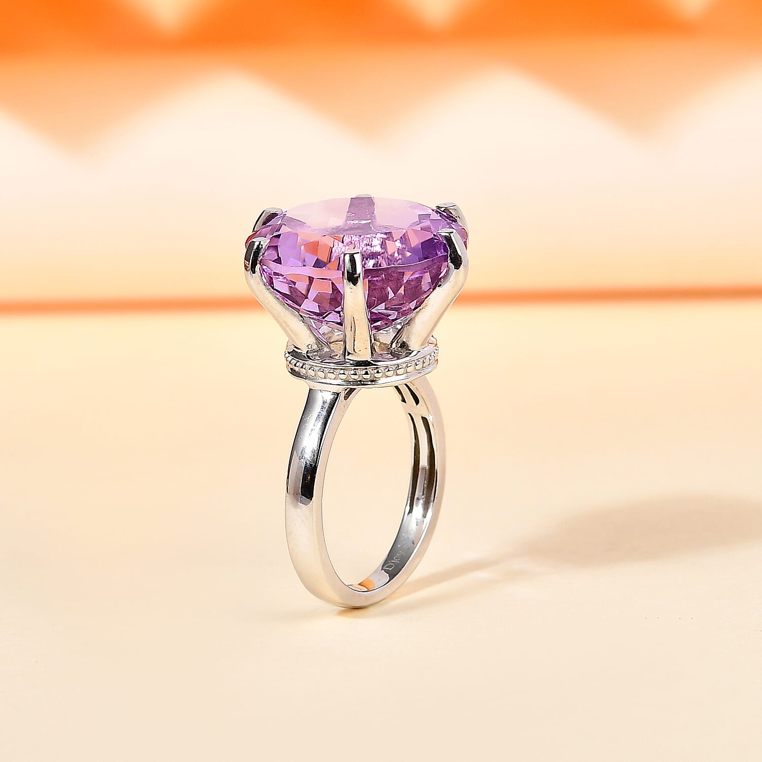 Rose De France Amethyst Solitaire Ring in Platinum Over Sterling Silver (Size 10.0) 14.85 ctw