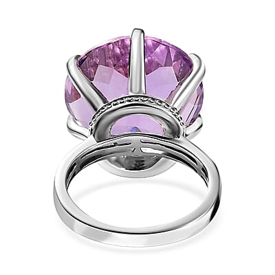 Rose De France Amethyst Solitaire Ring in Platinum Over Sterling Silver (Size 10.0) 14.85 ctw
