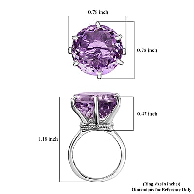 Rose De France Amethyst Solitaire Ring in Platinum Over Sterling Silver (Size 10.0) 14.85 ctw