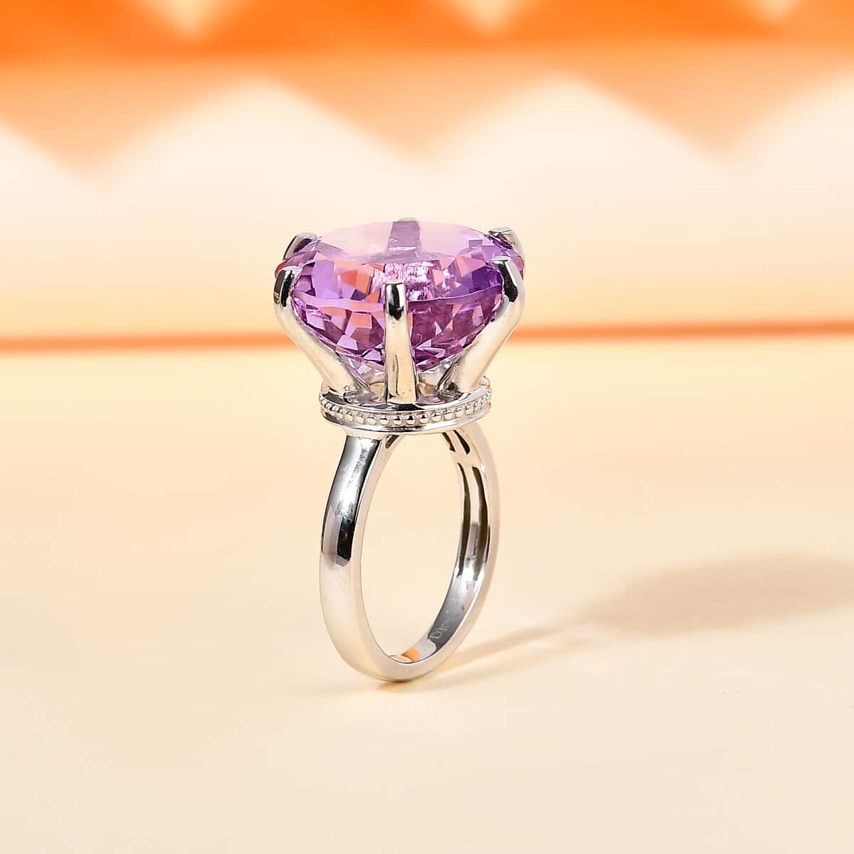 Rose De France Amethyst Solitaire Ring in Platinum Over Sterling Silver (Size 6.0) 14.85 ctw image number 1