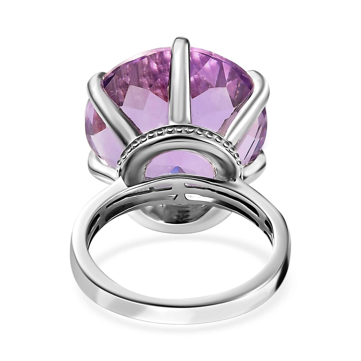 Rose De France Amethyst Solitaire Ring in Platinum Over Sterling Silver (Size 6.0) 14.85 ctw image number 4