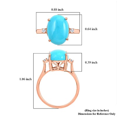 Certified & Appraised Luxoro 14K Rose Gold AAA Sleeping Beauty Turquoise and I2 Diamond Ring (Size 12.0) 5.50 ctw