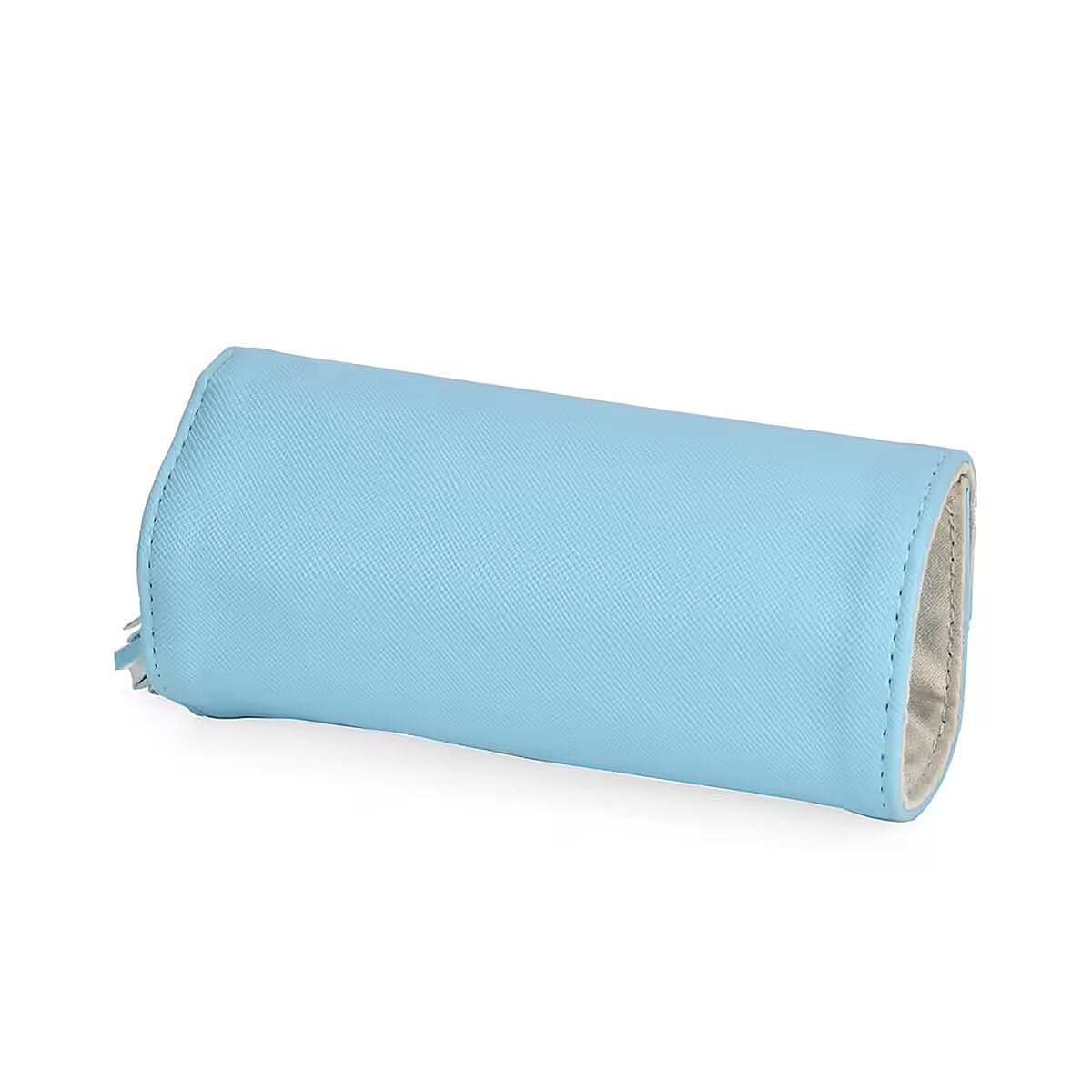 Blue Faux Leather Mini Jewelry Roll Organizer with Zipper image number 5