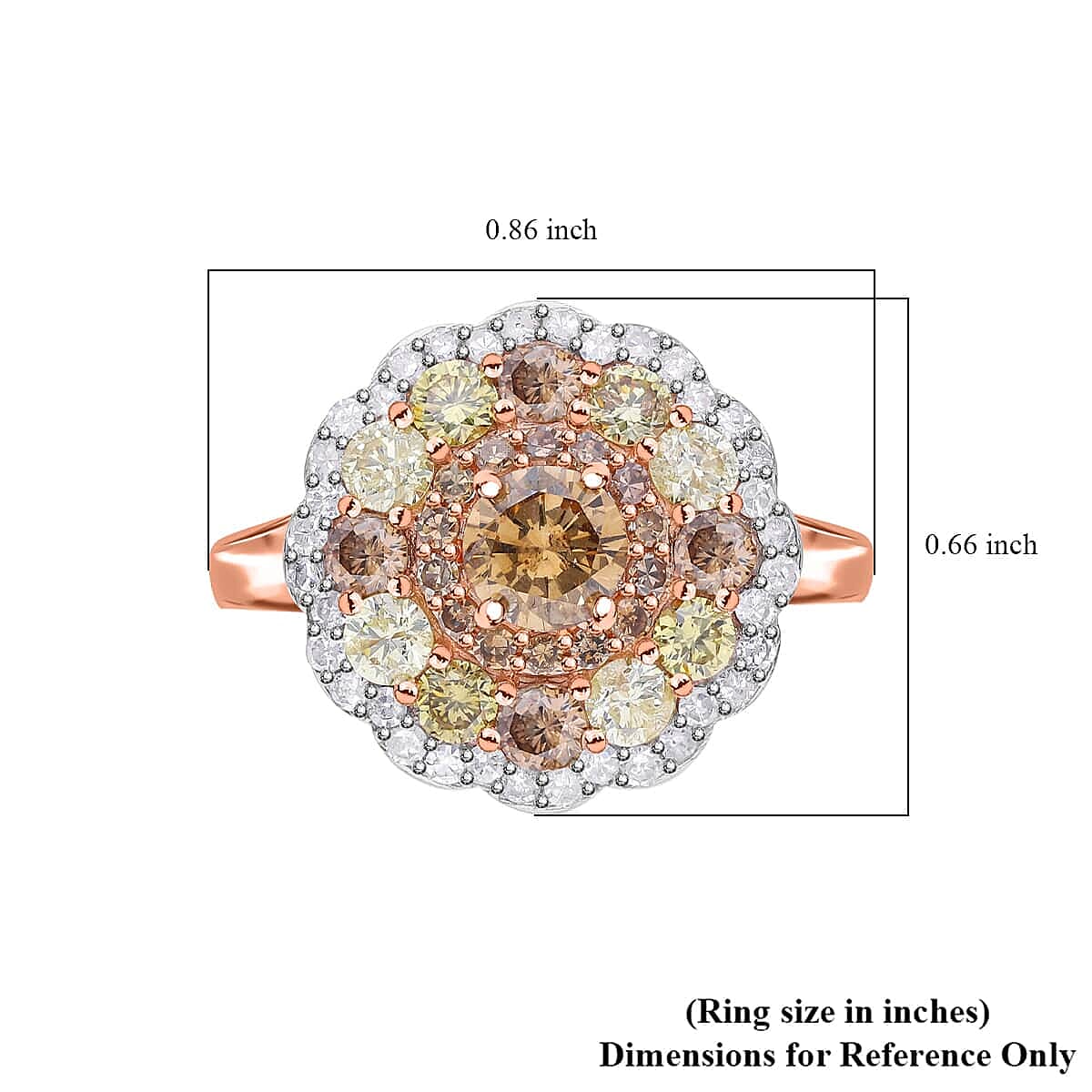 Luxoro 10K Rose Gold I3 Natural Multi Diamond Floral Ring (Size 11.0) 2.00 ctw image number 5