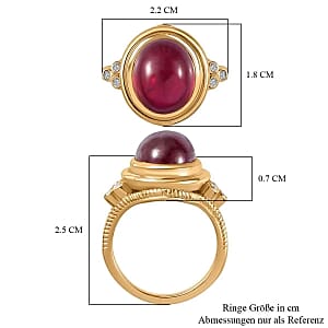 African Ruby and Moissanite 9.04 ctw Ring in Vermeil Yellow Gold Over Sterling Silver (Size 8)