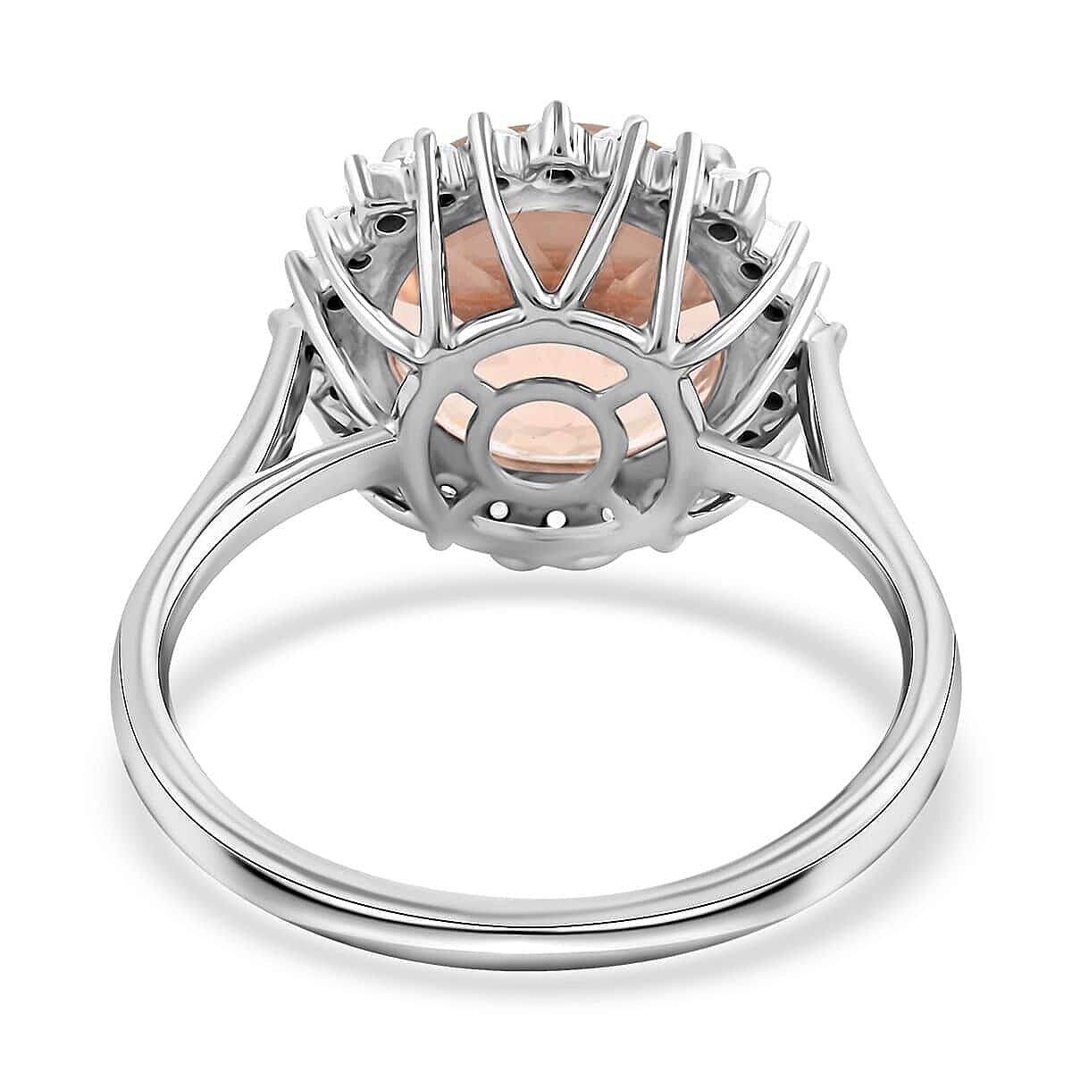 Luxoro AAA Marropino Morganite and G-H I2 Diamond 5.00 ctw Ring in 14K White Gold (Size 8.5) 5.00 ctw image number 4