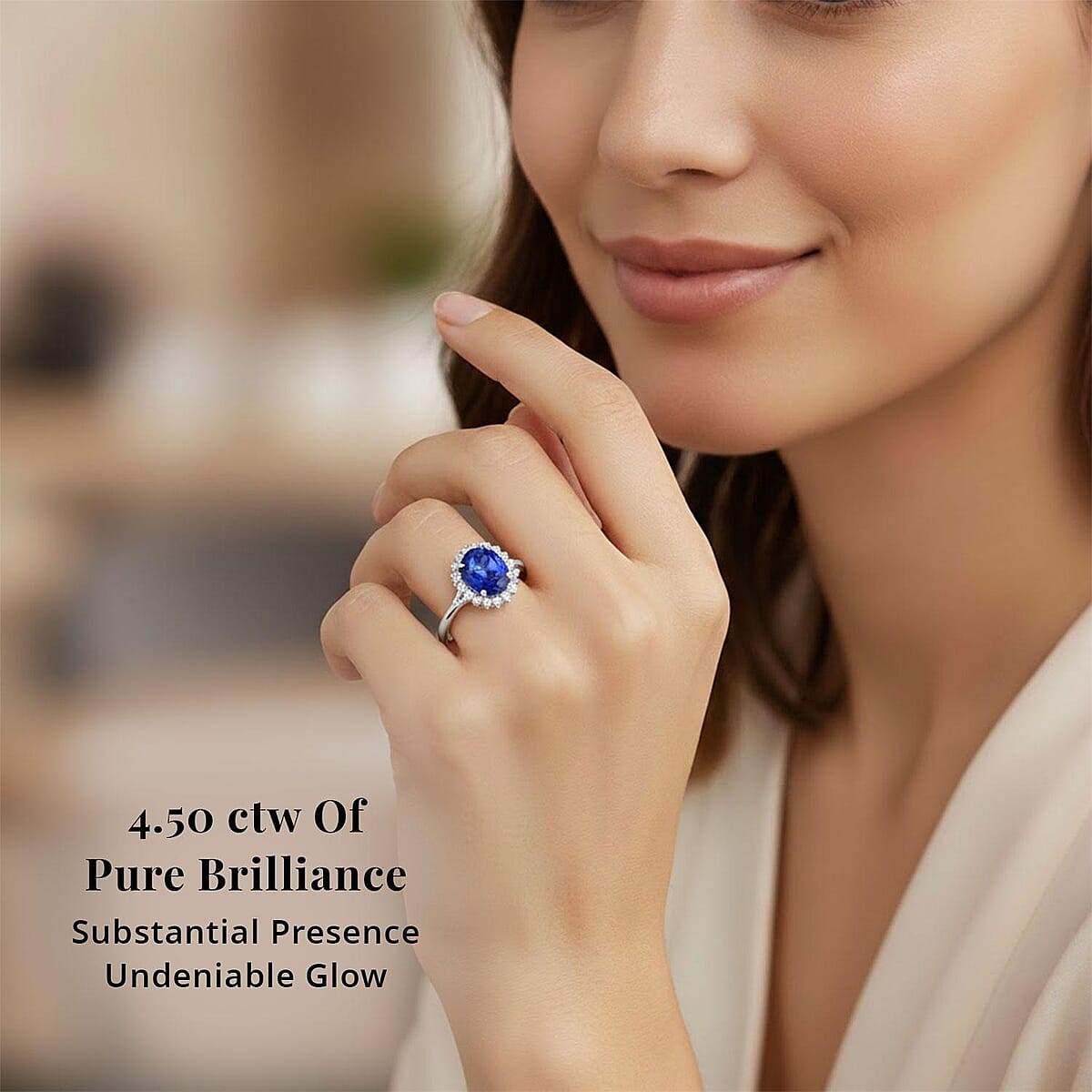 Certified & Appraised Rhapsody 950 Platinum AAAA Tanzanite and E-F VS Diamond Ring (Size 11.0) 6.30 Grams 4.50 ctw image number 1