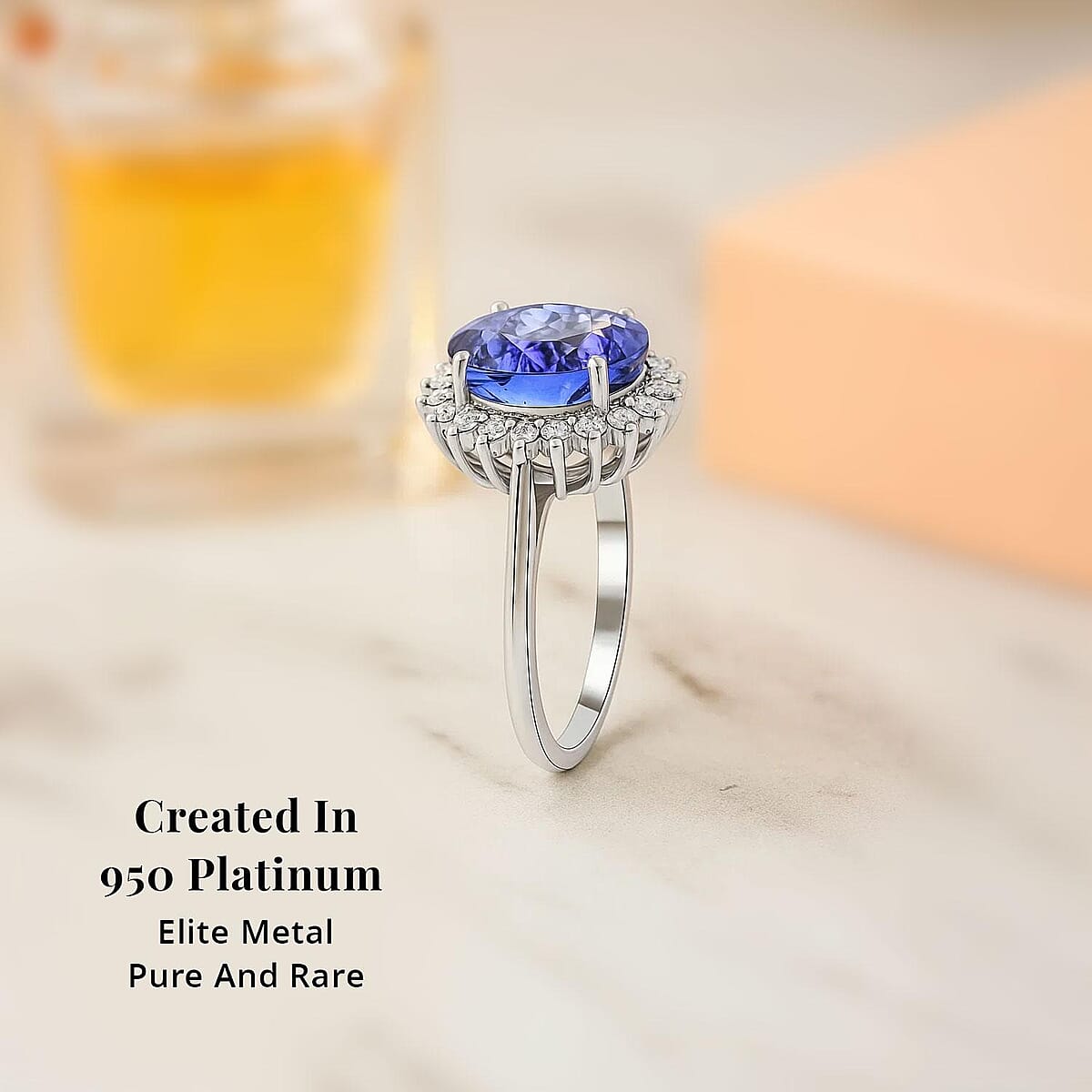 Certified & Appraised Rhapsody 950 Platinum AAAA Tanzanite and E-F VS Diamond Ring (Size 8.5) 6.30 Grams 4.50 ctw image number 2
